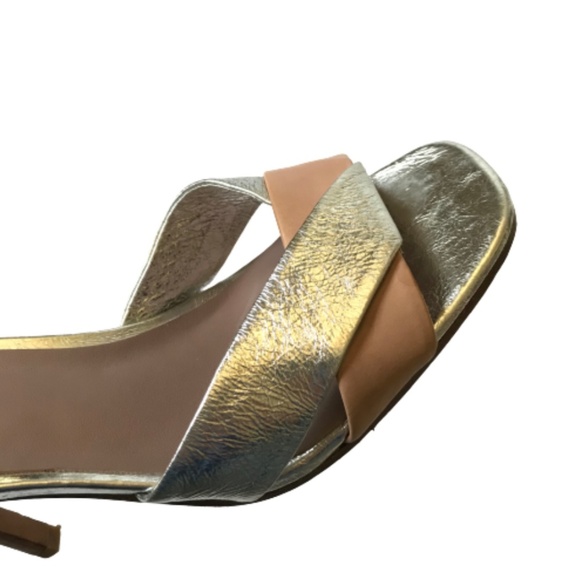 DVF Fiona Heels Sandals Womens 38.5 8.5 Nude Tan Silver Diane von Furstenberg - Picture 11 of 13